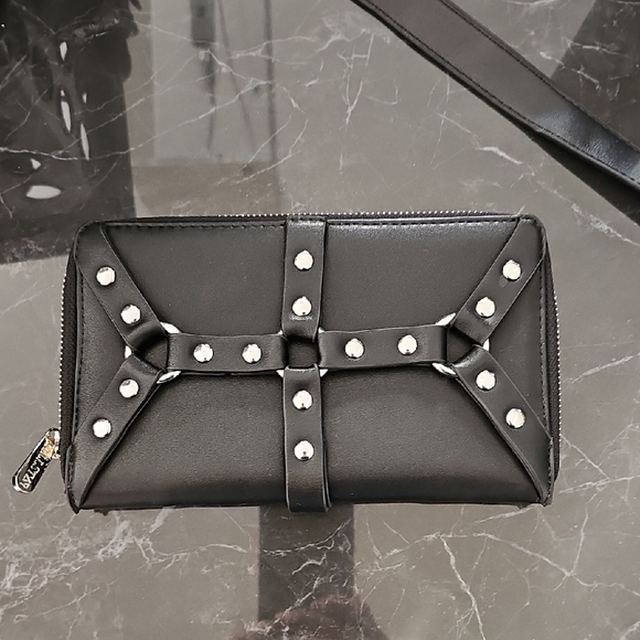 Killstar Handbags - Killstar Black and Silver Studded Wallet